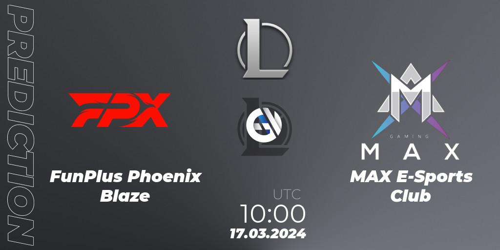 FunPlus Phoenix Blaze contre MAX E-Sports Club : prédiction de match. 17.03.24. LoL, LDL 2024 - Stage 1