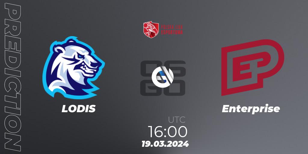 LODIS contre Enterprise : prédiction de match. 19.03.24. CS2 (CS:GO), Polska Liga Esportowa 2024: Split #1