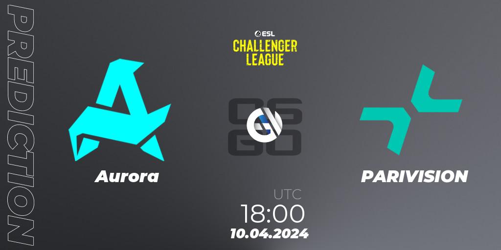 Aurora contre PARIVISION : prédiction de match. 10.04.2024 at 18:00. Counter-Strike (CS2), ESL Challenger League Season 47: Europe