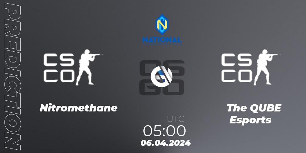 Nitromethane contre The QUBE Esports : prédiction de match. 06.04.2024 at 11:00. Counter-Strike (CS2), ESN National Championship 2024