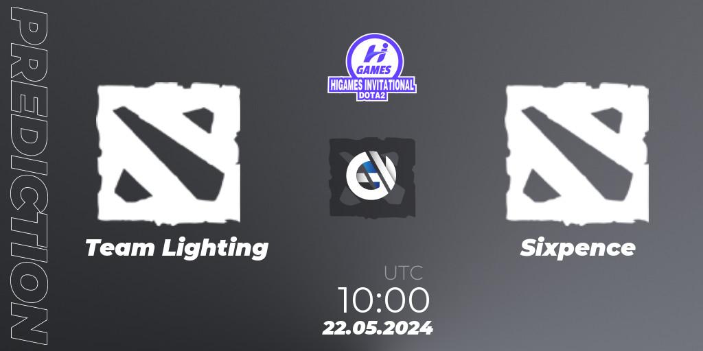 Team Lighting contre Sixpence : prédiction de match. 22.05.2024 at 10:00. Dota 2, HiGames Invitational