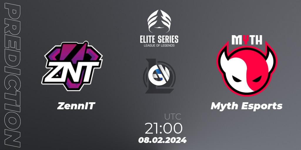 ZennIT contre Myth Esports : prédiction de match. 08.02.2024 at 21:00. LoL, Elite Series Spring 2024