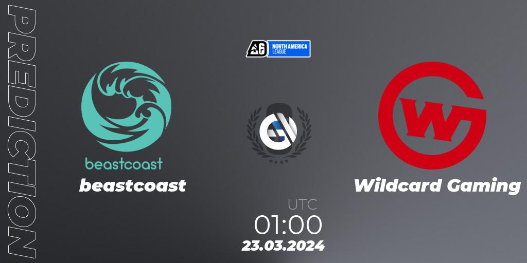 beastcoast contre Wildcard Gaming : prédiction de match. 23.03.2024 at 00:00. Rainbow Six, North America League 2024 - Stage 1