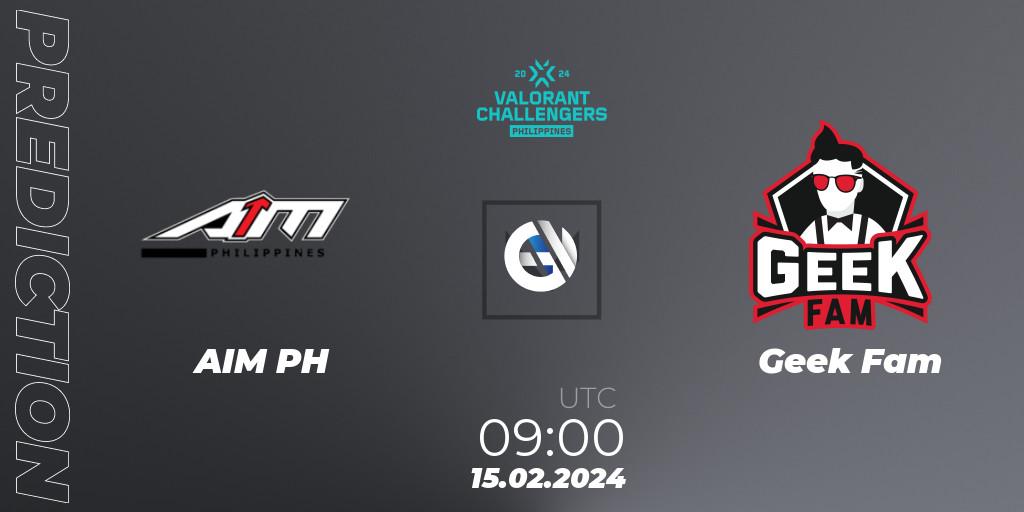 AIM PH contre Geek Fam : prédiction de match. 15.02.2024 at 09:15. VALORANT, VALORANT Challengers 2024 Philippines: Split 1