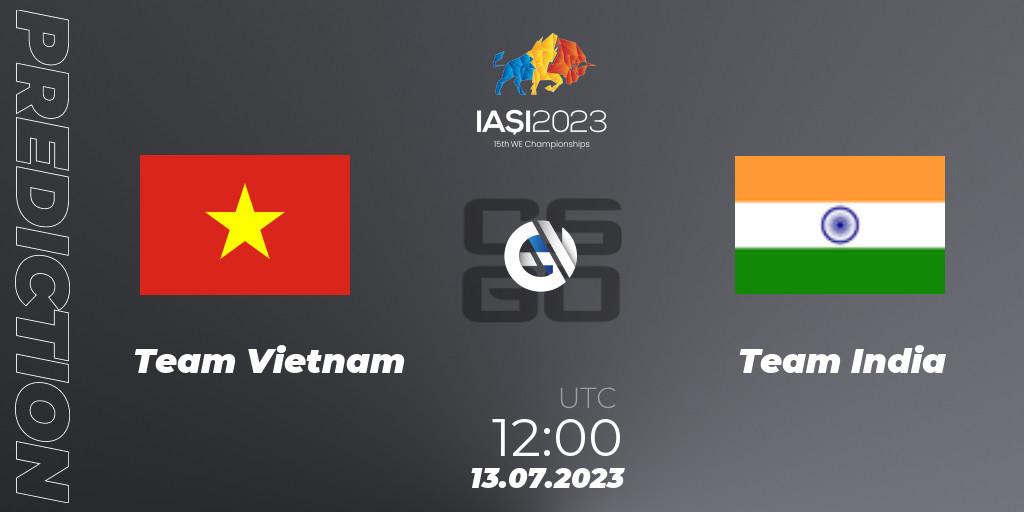 Team Vietnam contre Team India : prédiction de match. 13.07.2023 at 12:00. Counter-Strike (CS2), IESF Asian Championship 2023