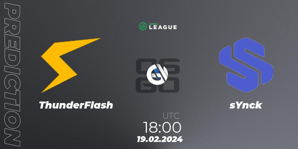 ThunderFlash contre sYnck : prédiction de match. 19.02.24. CS2 (CS:GO), ESEA Season 48: Advanced Division - Europe