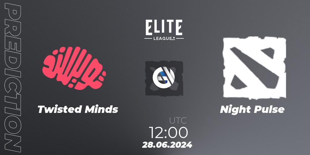 Twisted Minds contre Night Pulse : prédiction de match. 28.06.2024 at 12:00. Dota 2, Elite League Season 2: Western Europe Closed Qualifier