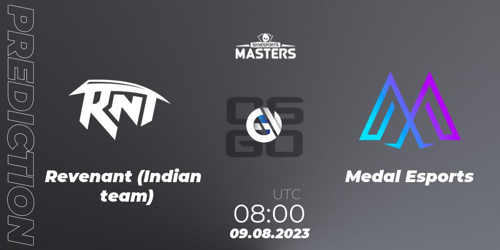 Revenant (Indian team) contre Medal Esports : prédiction de match. 09.08.2023 at 08:00. Counter-Strike (CS2), Skyesports Masters 2023: Regular Season