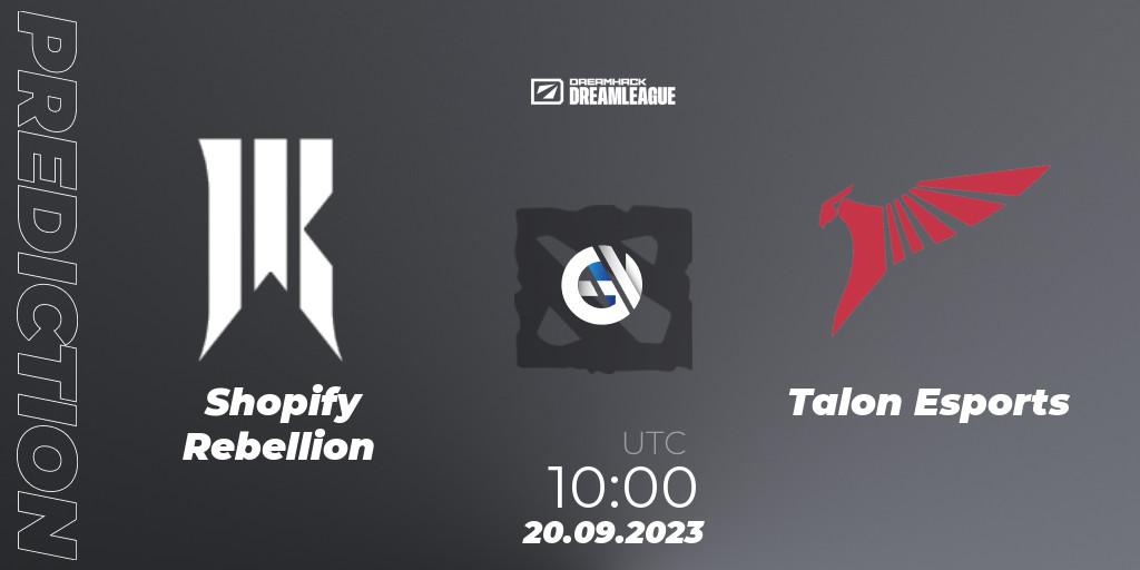 Shopify Rebellion contre Talon Esports : prédiction de match. 20.09.2023 at 09:55. Dota 2, DreamLeague Season 21