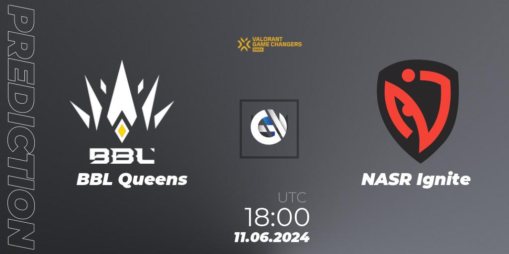 BBL Queens contre NASR Ignite : prédiction de match. 10.06.2024 at 18:00. VALORANT, VCT 2024: Game Changers EMEA Stage 2