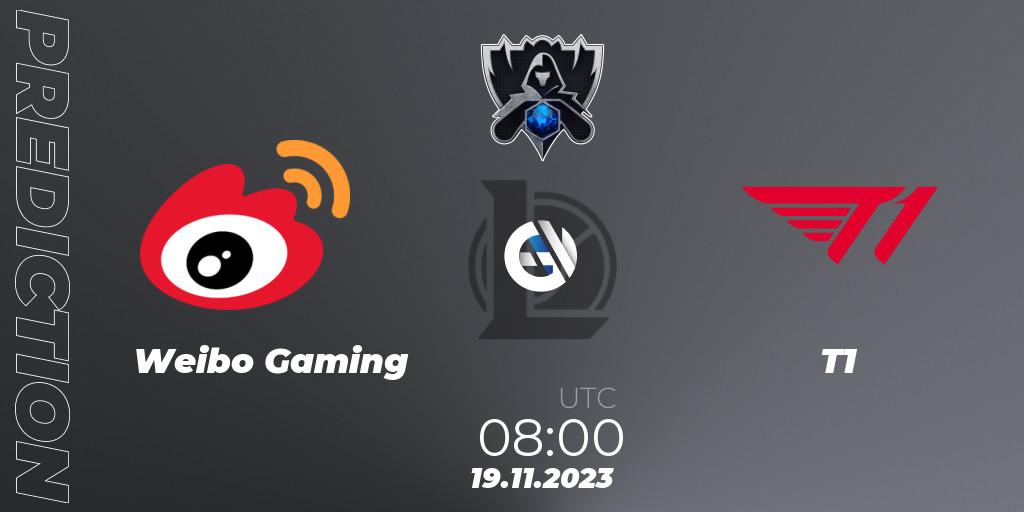 Weibo Gaming contre T1 : prédiction de match. 19.11.23. LoL, Worlds 2023 LoL - Finals