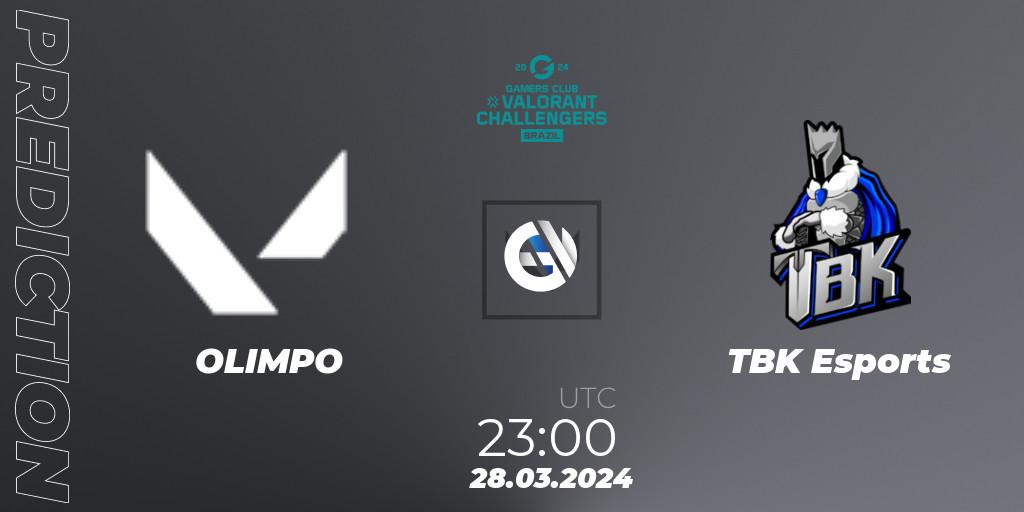 OLIMPO contre TBK Esports : prédiction de match. 28.03.24. VALORANT, VALORANT Challengers Brazil 2024: Split 1