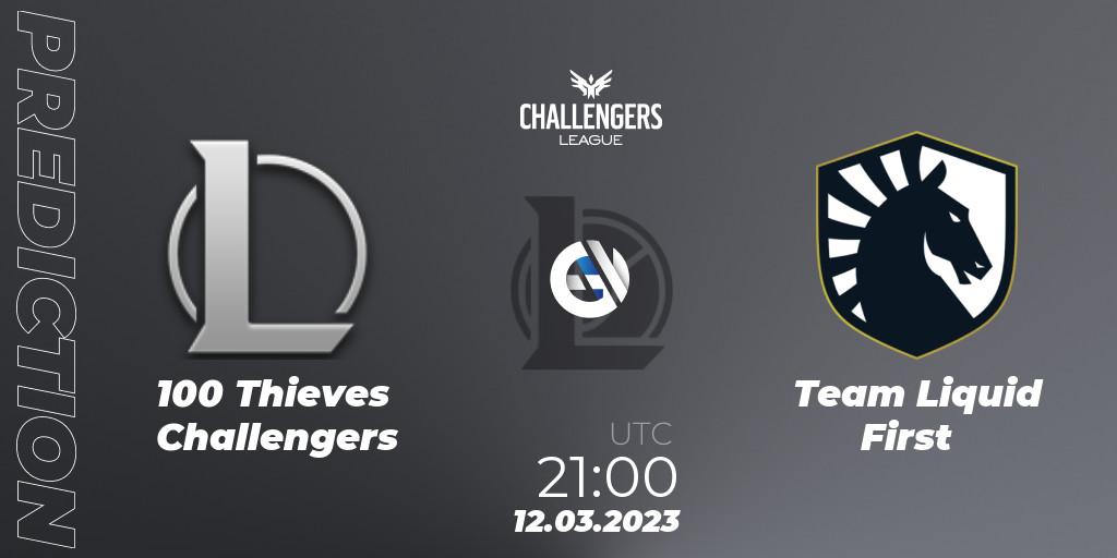 100 Thieves Challengers contre Team Liquid First : prédiction de match. 12.03.23. LoL, NACL 2023 Spring - Playoffs