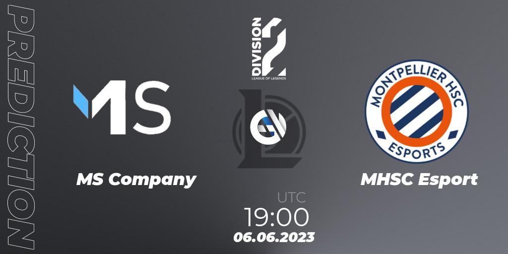 MS Company contre MHSC Esport : prédiction de match. 06.06.2023 at 16:00. LoL, LFL Division 2 Summer 2023 - Group Stage
