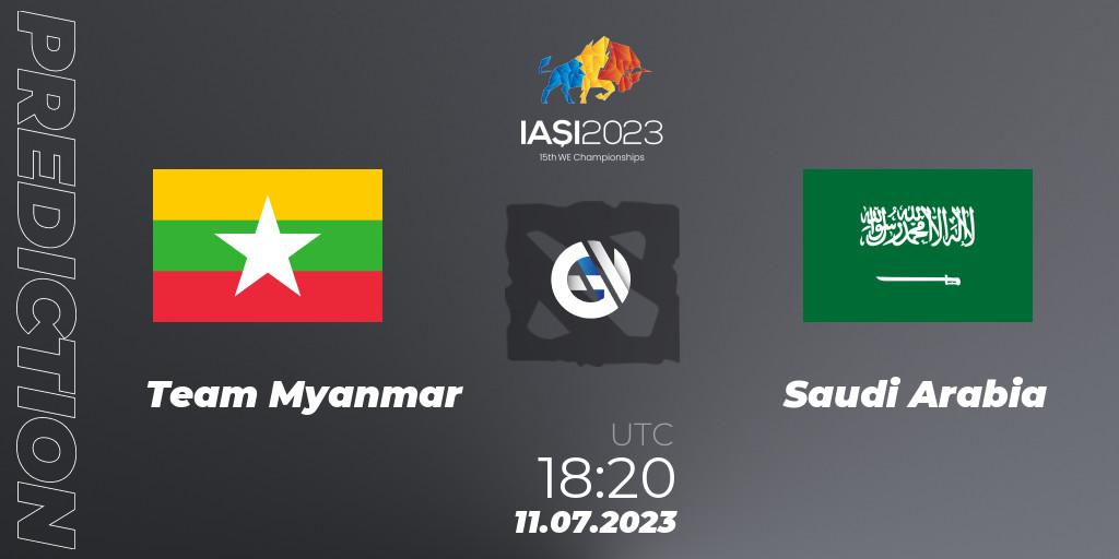 Team Myanmar contre Saudi Arabia : prédiction de match. 11.07.2023 at 18:14. Dota 2, Gamers8 IESF Asian Championship 2023