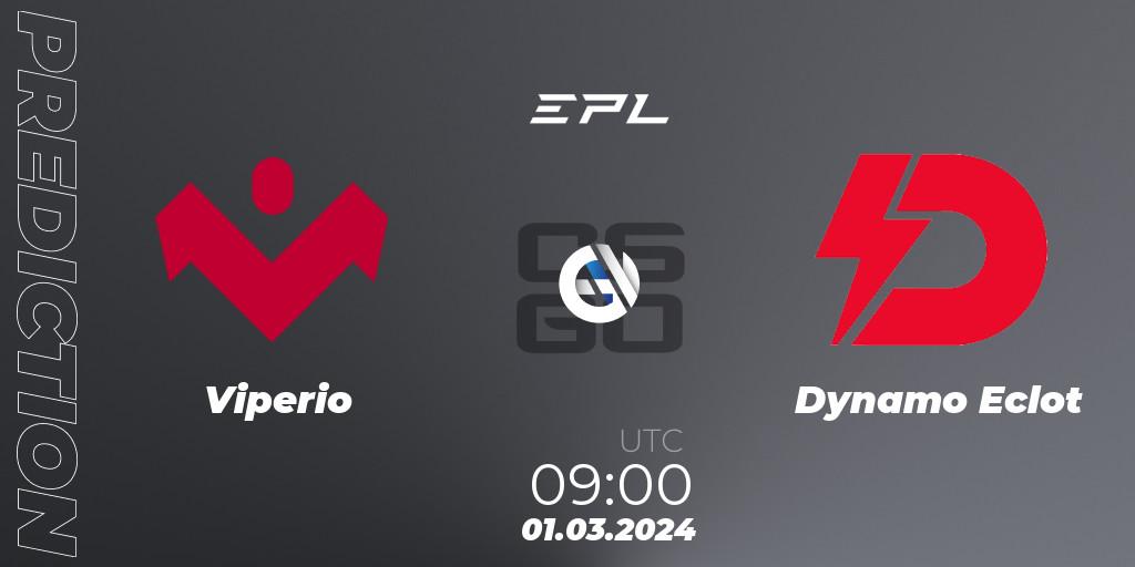 Viperio contre Dynamo Eclot : prédiction de match. 01.03.2024 at 09:00. Counter-Strike (CS2), European Pro League Season 14