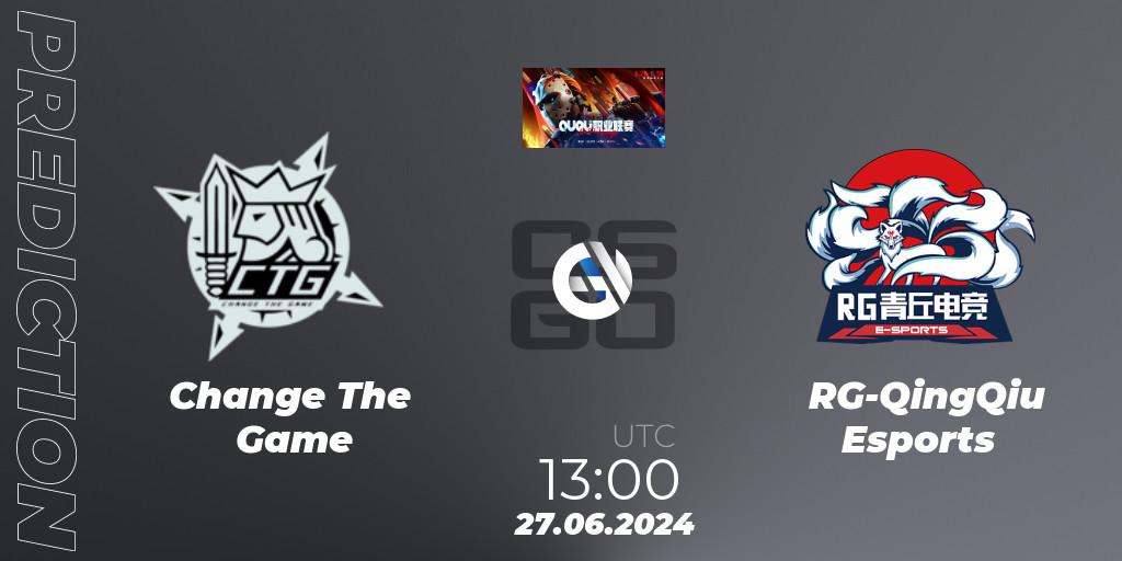 Change The Game contre RG-QingQiu Esports : prédiction de match. 27.06.2024 at 10:00. Counter-Strike (CS2), QU Pro League