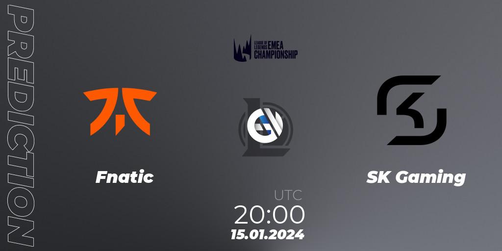 Fnatic contre SK Gaming : prédiction de match. 15.01.2024 at 20:00. LoL, LEC Winter 2024 - Regular Season