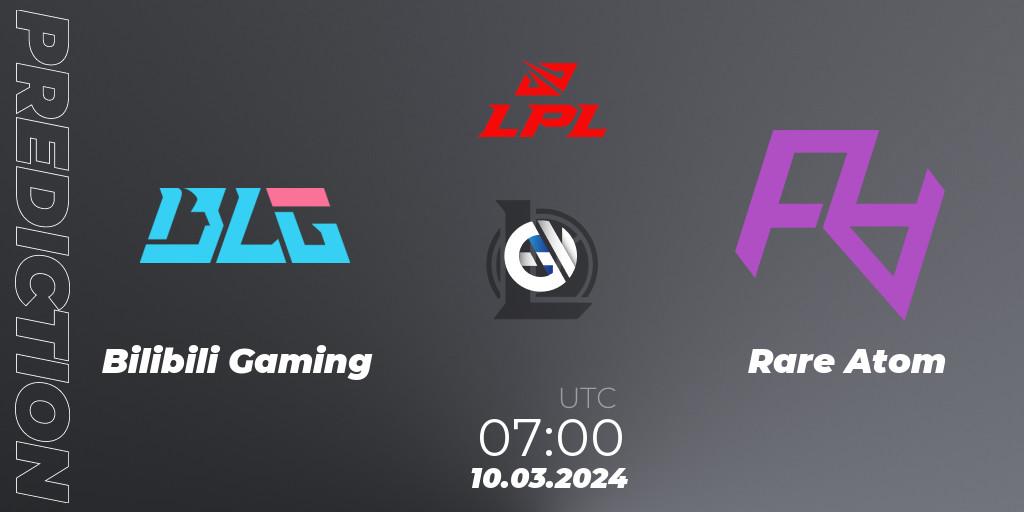 Bilibili Gaming contre Rare Atom : prédiction de match. 10.03.24. LoL, LPL Spring 2024 - Group Stage