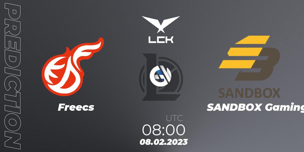 Freecs contre SANDBOX Gaming : prédiction de match. 08.02.2023 at 08:00. LoL, LCK Spring 2023 - Group Stage