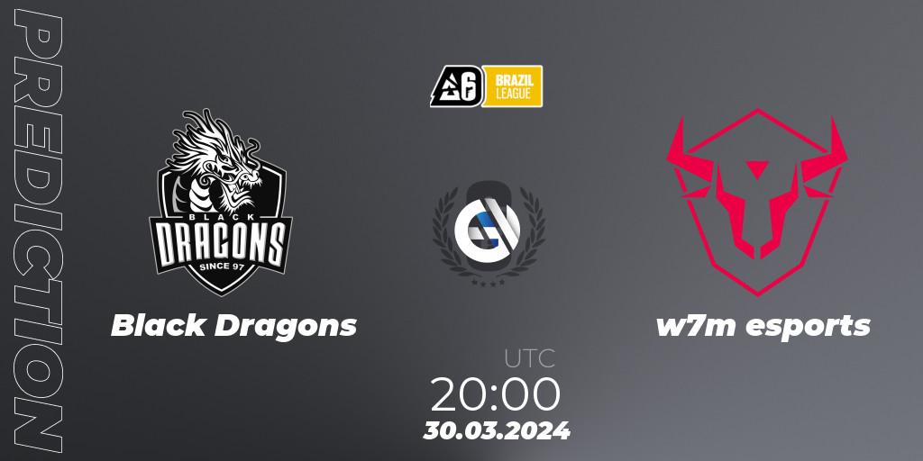 Black Dragons contre w7m esports : prédiction de match. 30.03.2024 at 20:00. Rainbow Six, Brazil League 2024 - Stage 1