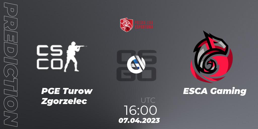 PGE Turow Zgorzelec contre ESCA Gaming : prédiction de match. 07.04.2023 at 16:00. Counter-Strike (CS2), Polska Liga Esportowa 2023: Split #1