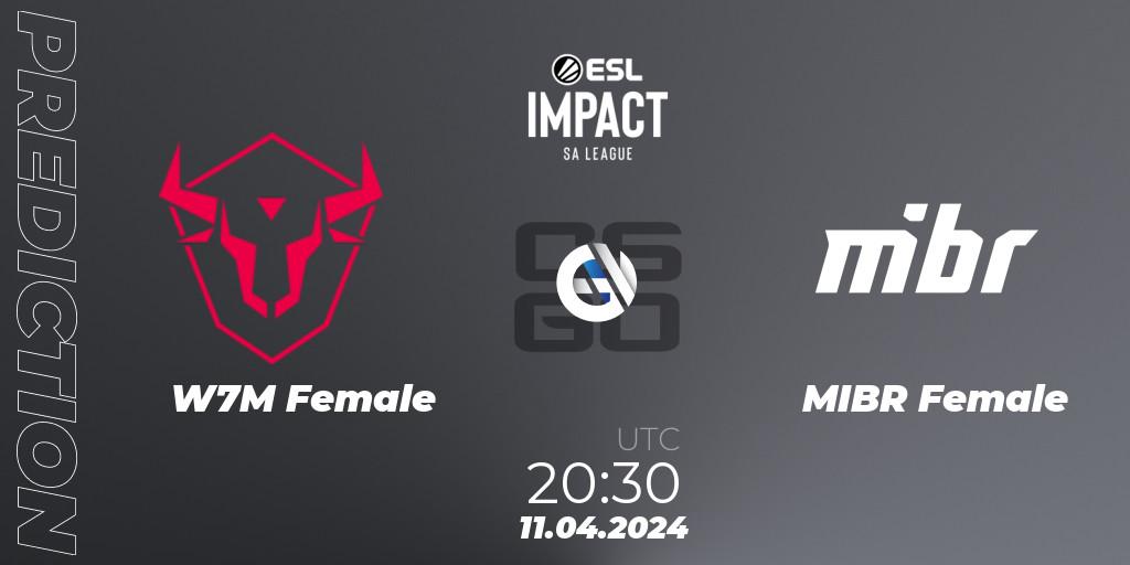 W7M Female contre MIBR Female : prédiction de match. 11.04.2024 at 20:30. Counter-Strike (CS2), ESL Impact League Season 5: South America