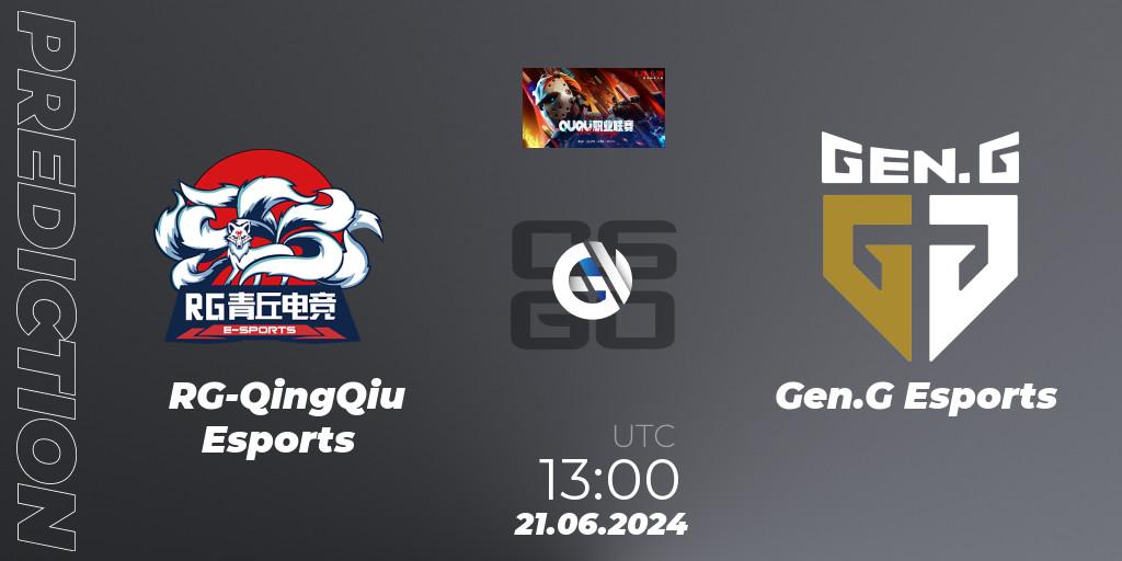 RG-QingQiu Esports contre Gen.G Esports : prédiction de match. 21.06.2024 at 13:00. Counter-Strike (CS2), QU Pro League