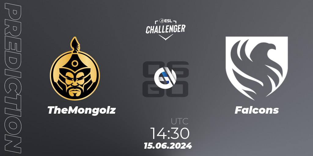 TheMongolz contre Falcons : prédiction de match. 15.06.2024 at 14:45. Counter-Strike (CS2), ESL Challenger Jönköping 2024