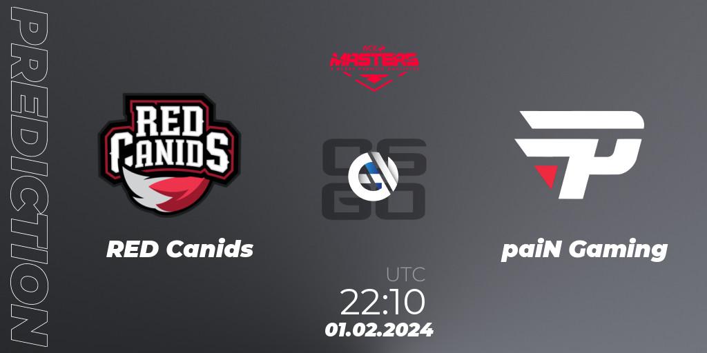 RED Canids contre paiN Gaming : prédiction de match. 01.02.24. CS2 (CS:GO), ACE South American Masters Spring 2024 - A BLAST Premier Qualifier