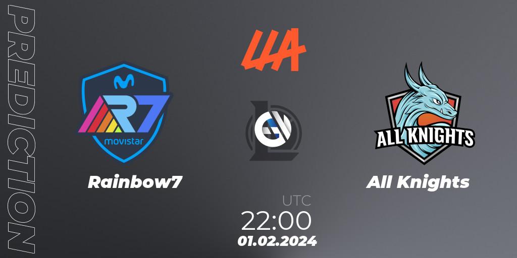 Rainbow7 contre All Knights : prédiction de match. 01.02.24. LoL, LLA 2024 Opening Group Stage