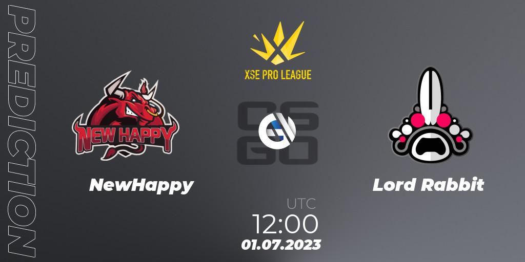 NewHappy contre Lord Rabbit : prédiction de match. 01.07.2023 at 14:00. Counter-Strike (CS2), XSE Pro League: Online Stage