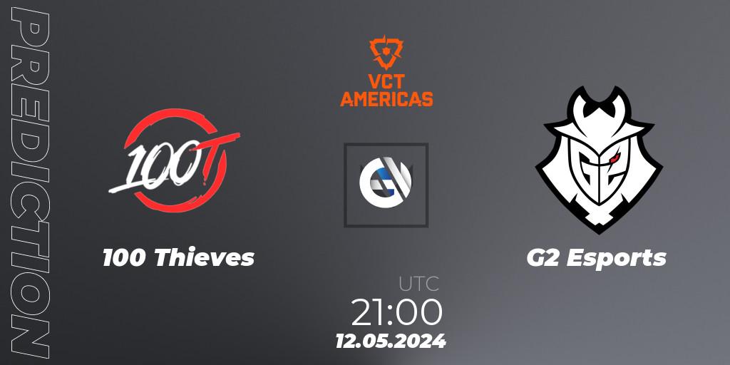 100 Thieves contre G2 Esports : prédiction de match. 12.05.2024 at 21:00. VALORANT, VCT 2024: Americas League - Stage 1