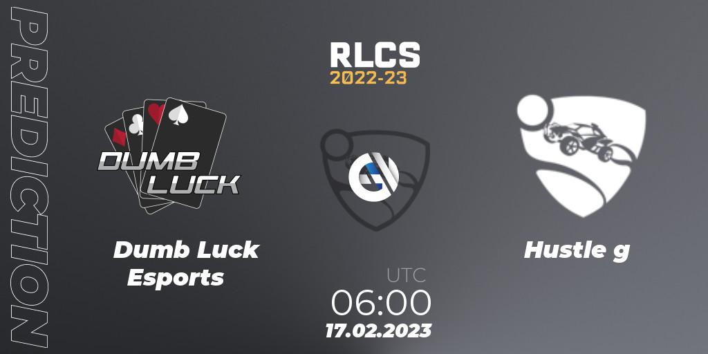 Dumb Luck Esports contre Hustle g : prédiction de match. 17.02.2023 at 06:00. Rocket League, RLCS 2022-23 - Winter: Oceania Regional 2 - Winter Cup