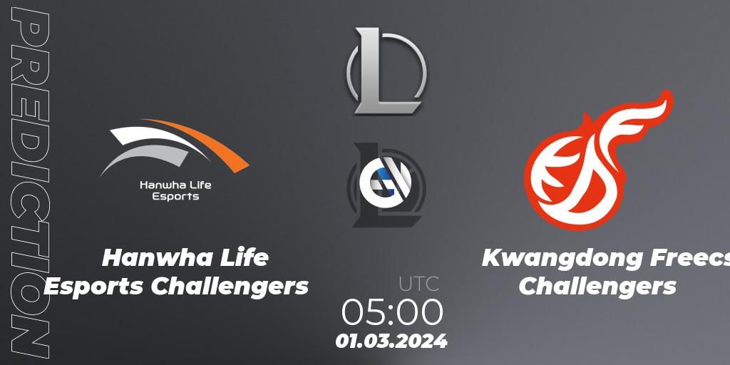 Hanwha Life Esports Challengers contre Kwangdong Freecs Challengers : prédiction de match. 01.03.24. LoL, LCK Challengers League 2024 Spring - Group Stage