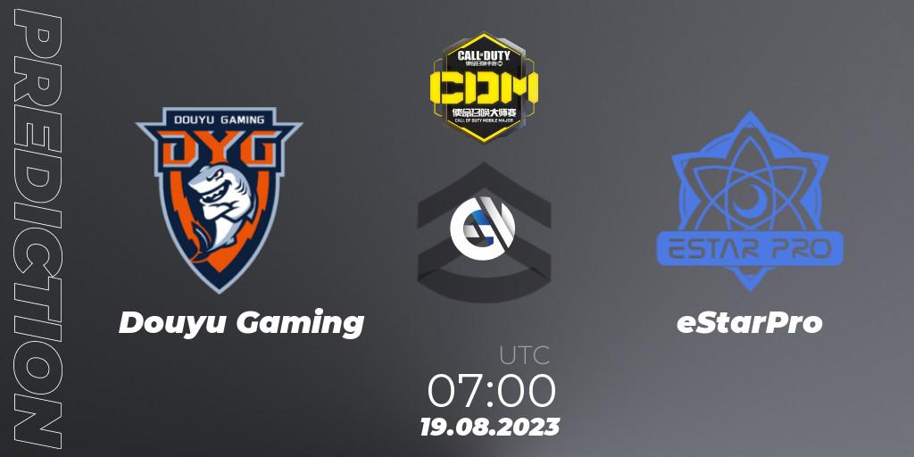Douyu Gaming contre eStarPro : prédiction de match. 19.08.2023 at 07:00. Call of Duty, China Masters 2023 S6 - Stage 2