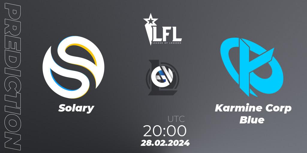 Solary contre Karmine Corp Blue : prédiction de match. 28.02.24. LoL, LFL Spring 2024