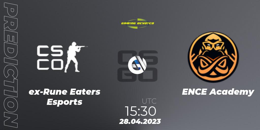 ex-Rune Eaters Esports contre ENCE Academy : prédiction de match. 28.04.2023 at 15:30. Counter-Strike (CS2), Gaming Devoted Become The Best: Series #1