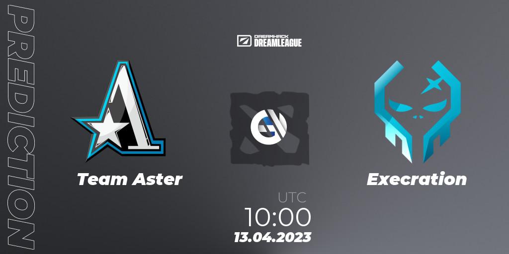 Team Aster contre Execration : prédiction de match. 13.04.2023 at 09:55. Dota 2, DreamLeague Season 19 - Group Stage 1