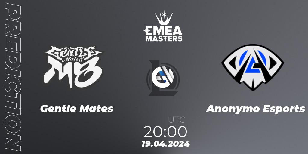 Gentle Mates contre Anonymo Esports : prédiction de match. 19.04.24. LoL, EMEA Masters Spring 2024 - Group Stage