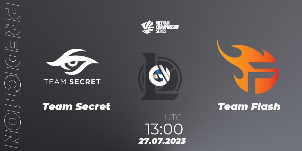 Team Secret contre Team Flash : prédiction de match. 30.07.2023 at 10:00. LoL, VCS Dusk 2023