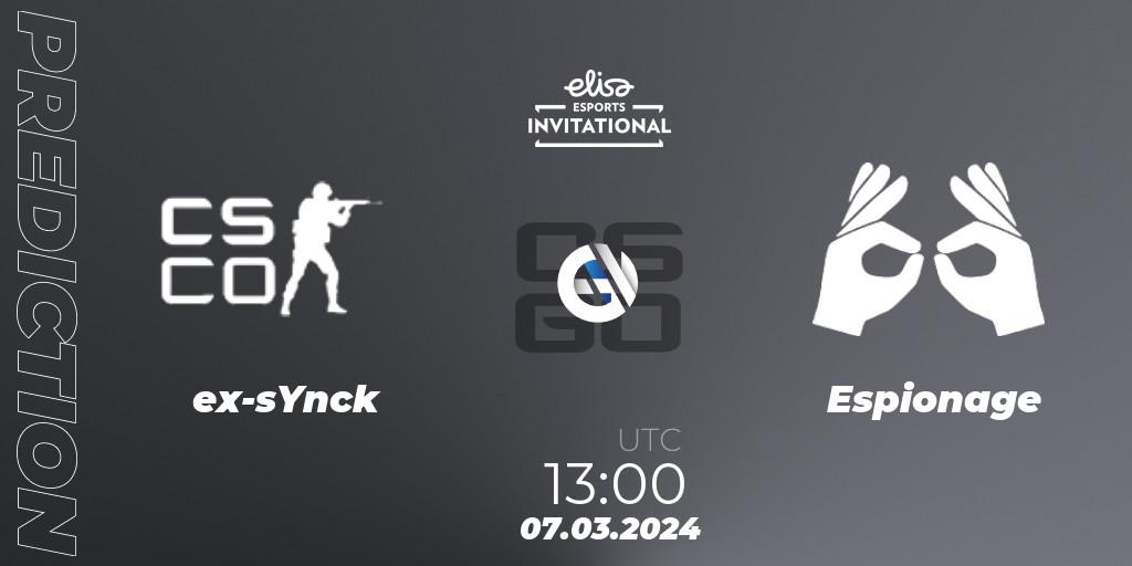 ex-sYnck contre Espionage : prédiction de match. 07.03.24. CS2 (CS:GO), Elisa Invitational Spring 2024 Contenders