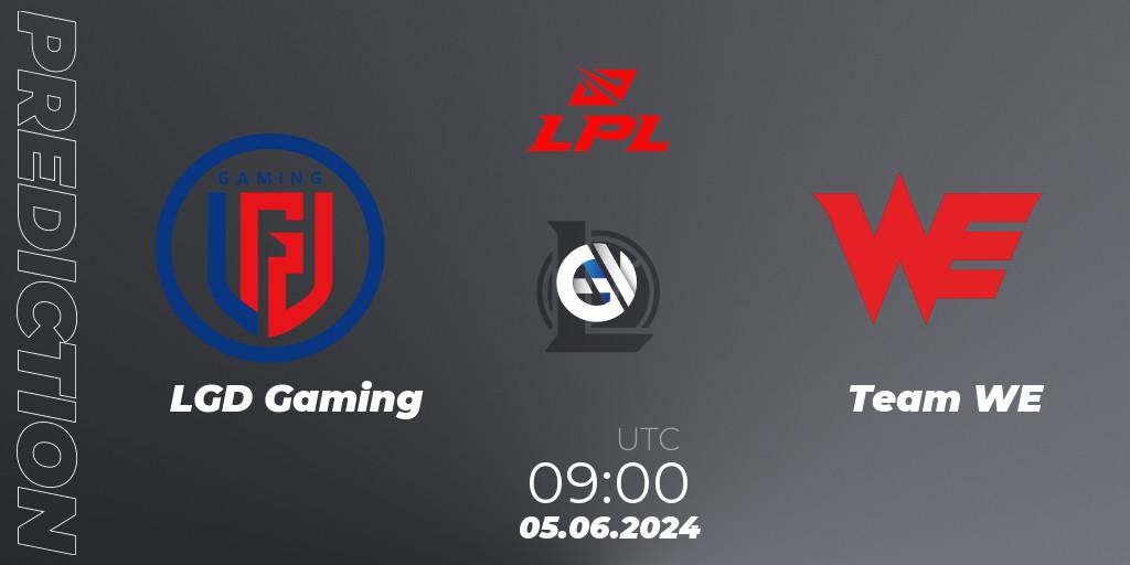 LGD Gaming contre Team WE : prédiction de match. 05.06.2024 at 09:00. LoL, LPL 2024 Summer - Group Stage