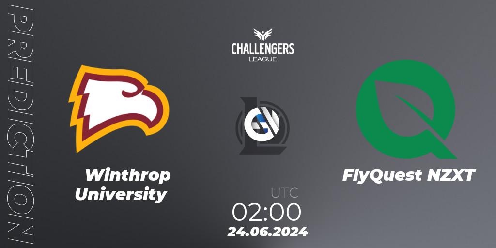 Winthrop University contre FlyQuest NZXT : prédiction de match. 24.06.2024 at 02:00. LoL, NACL Summer 2024 - Group Stage
