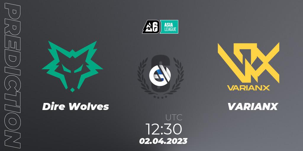 Dire Wolves contre VARIANX : prédiction de match. 02.04.2023 at 11:30. Rainbow Six, SEA League 2023 - Stage 1