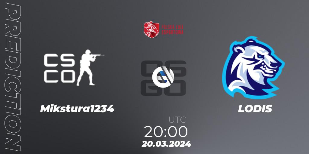 Mikstura1234 contre LODIS : prédiction de match. 20.03.24. CS2 (CS:GO), Polska Liga Esportowa 2024: Split #1
