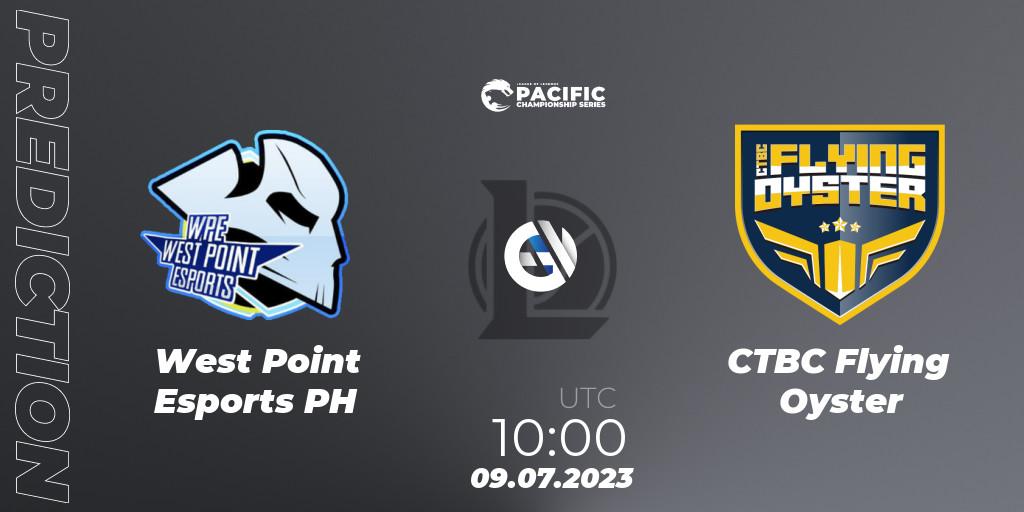West Point Esports PH contre CTBC Flying Oyster : prédiction de match. 09.07.2023 at 10:00. LoL, PACIFIC Championship series Group Stage