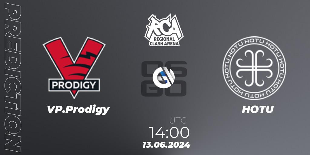 VP.Prodigy contre HOTU : prédiction de match. 13.06.2024 at 14:00. Counter-Strike (CS2), Regional Clash Arena Europe