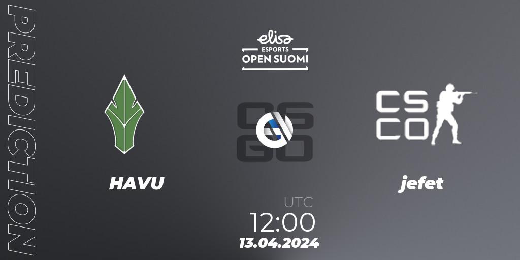 HAVU contre jefet : prédiction de match. 13.04.24. CS2 (CS:GO), Elisa Open Suomi Season 6