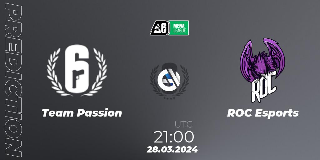 Team Passion contre ROC Esports : prédiction de match. 28.03.2024 at 21:00. Rainbow Six, MENA League 2024 - Stage 1